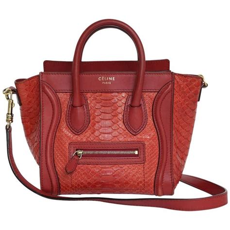 celine nano red python|Nano luggage python bag Celine Red in Python .